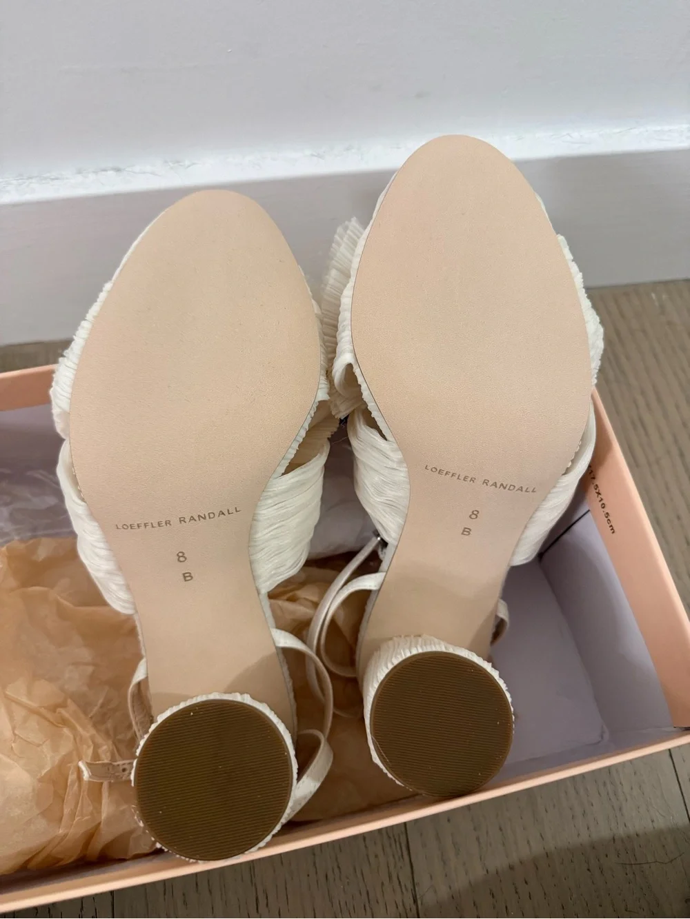 Loeffler Randall Cream Knot Bow Slingback Sandals